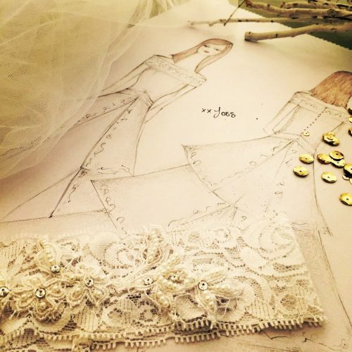 Joss Bridal Sketch & Fabric